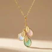 Personalized Birthstone Necklace for Mom, Kids Name Charms