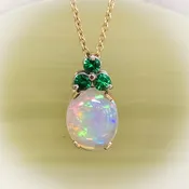 14k Two-Tone Opal And Tsavorite Garnet Pendant