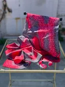 80s Hand Dyed Silk Scarf Clip and Earrings Three-piece Set