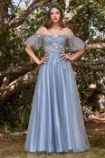 3D Floral Applique Whimsical Tulle Gown CD0197