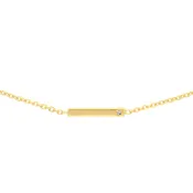 14K Yellow Gold Bar Necklace With Diamond Accent