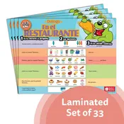 1-2-3 Chat With Me: En el restaurante Spanish Chat Mat Laminated Set of 33