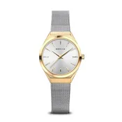 BERING Ultra Slim Polished/Brushed Gold 29mm Silver Sunray Dial Women's Watch 18729-010