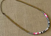 124 Colorful Heishi Necklace with Racing Stripe Ends