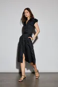 Balloon Sleeve Midi Shirt Dress