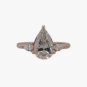 14KT Rose Gold .50CTW Earth Mined Pear Three Stone Engagement Ring Setting
