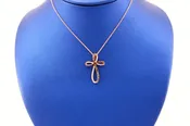 10K Rose Gold 0.25 CT Diamond Cross Pendant Necklace, S14181