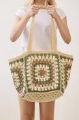 Granny Crochet Tote Bag Beige