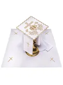 Chalice linens set made from cotton with gold cross and heart embroidery