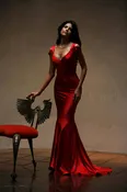 Bellville Sassoon Silk Satin Criss-Cross Dress — Red