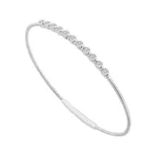 10K White Gold Miracle Set Diamond Flex Bangle 0.12Ctw