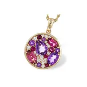 14KT Gold Amethyst & Pink Tourmaline Necklace