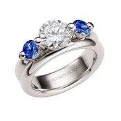 V Collection • Platinum Engagement Setting with Diamond and Sapphires