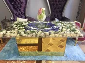 Acrylic Bride Groom Ghost table with mirror or white base- 72"L x 24"W clear modular top- Hand crafted in the U.S. - custom sizing welcome
