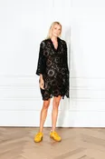 Black Sequin Crochet Mini Everyday Dress
