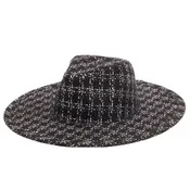 Aria - Wide Brim Fedora with Textured Mixed Tweed Fabric