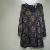 Astr Navy Viscose blend Burn out Print L S Dress