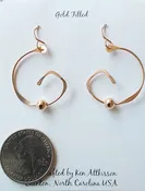 14K Gold Filled Handmade Earrings ½ Moon Curved with Bead
