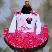 1st birthday Minnie Mouse dress-ribbon trimmed tutu outfit