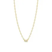 14K Gold Baguette Diamond Pendant Necklace