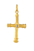 24K Yellow Gold & Diamond Cross Pendant