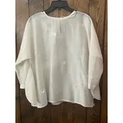 AODRESS Embroidered Crew Neck Blouse in White — Jackson Hole Traders