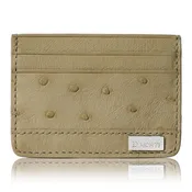 Nestier Beige - Men Exotic Ostrich Leather Card Holder Slim Wallet