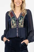 Blouse brodée manches longues JOCELYNE