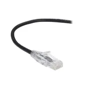 1FT BLACK CAT6 SLIM 28AWG PATCH CABLE 250MHZ UTP CM SNAGLESS