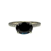 14kt White Gold Oval Sapphire & Diamond Ring