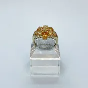 10K Oval Citrine Flower Style with 9 Stone Ring