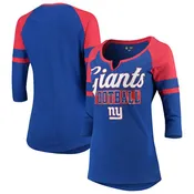 5th & Ocean By New Era NFL Women's New York Giants Glitter Slub Raglan V-Notch T-Shirt