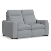 Ava Power Reclining Loveseat with Power Headrest & Lumbar in Stonewash by Flexsteel