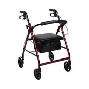 4 Wheel Aluminum Folding Walker Red with 6″ Wheels