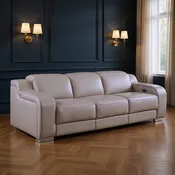103" Light Gray Italian Leather Reclining USB Sofa