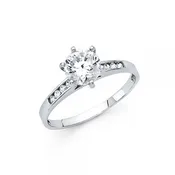 14KW 1.5MM CZ Engagement Ring White Gold Quarter Channel Set