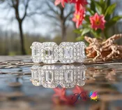 18K gold Natural Emerald cut diamonds band