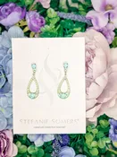 Stefanie Somers Teale Mini Earrings | Mint & Turquoise Open Teardrop Crystal Dangles — Something Blue