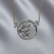 14K Two-Tone Gold Diamond Bamboo Medallion – 1.15ctw