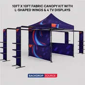 10ft x 10ft Fabric Canopy Kit with L-Shaped Wings & 4 TV Displays