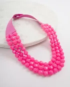 3 Row Beaded Necklace - Fuchsia