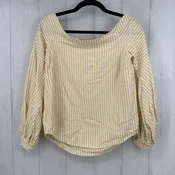0 striped off-the-shoulder l/s top