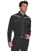 Embroideried Western Shirt, Black &amp; Gold