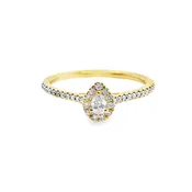 10K Pear Diamond Halo Ring