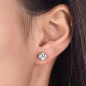 2Ct Solid 925 Silver Stud Earrings