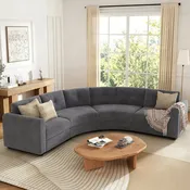 4-Piece Modular Sectional Sofa with Curved Design & Tufted Back