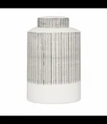 uma home White Ceramic Black Striped Canister (Large)