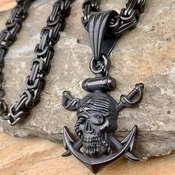 1 Eyed Pirate & Anchor Black - Pendant Only - SLC294 CLEARANCE