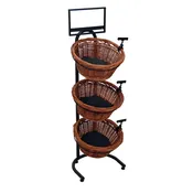 3-Tier Floor Display with 3 Round Willow Baskets (Mesh)