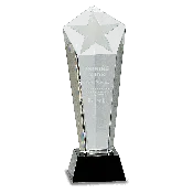 10 1/2″ Crystal Frosted Star Column on a Black Crystal Base